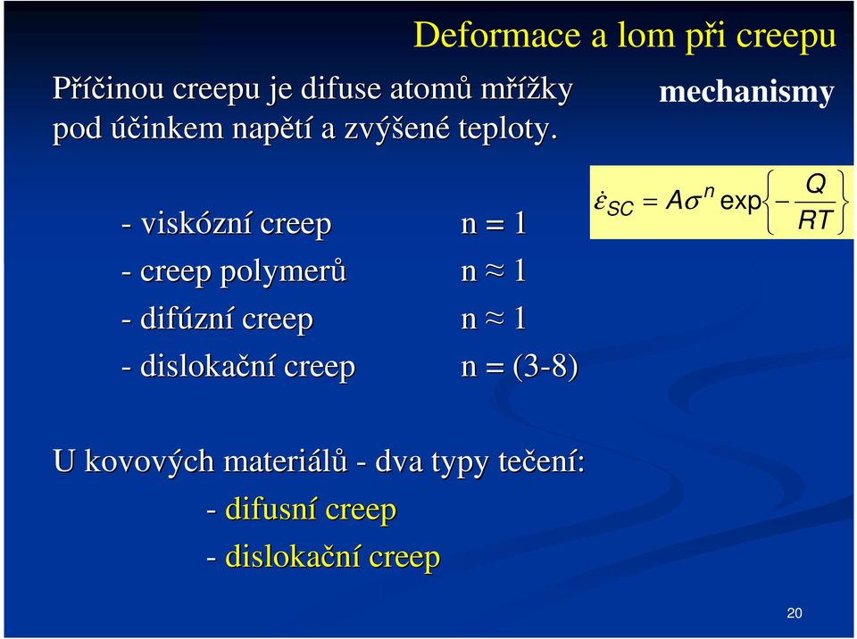 - viskózní creep n 1 - creep polymerů n 1 - difúzní creep n 1 - dislokační