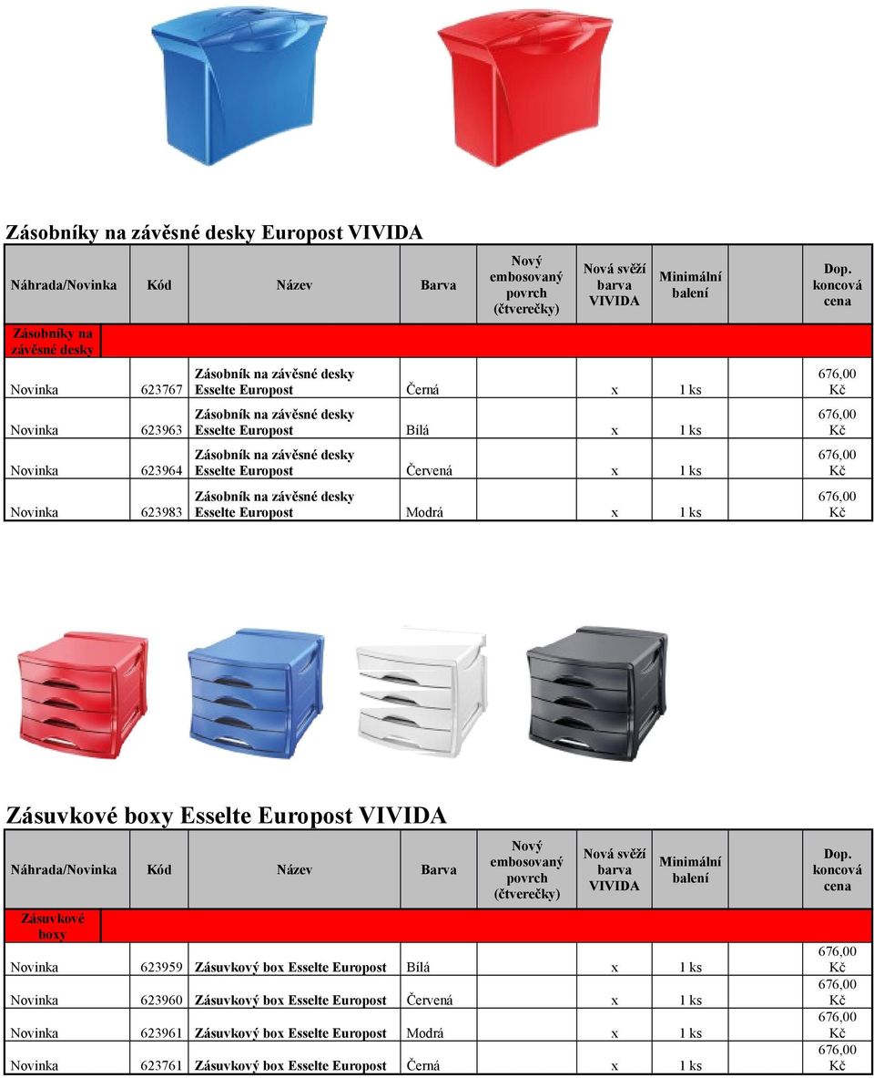 Esselte Europost Zásuvkové boxy Novinka 623959 Zásuvkový box Esselte Europost Bílá x 1 ks Novinka 623960 Zásuvkový box Esselte