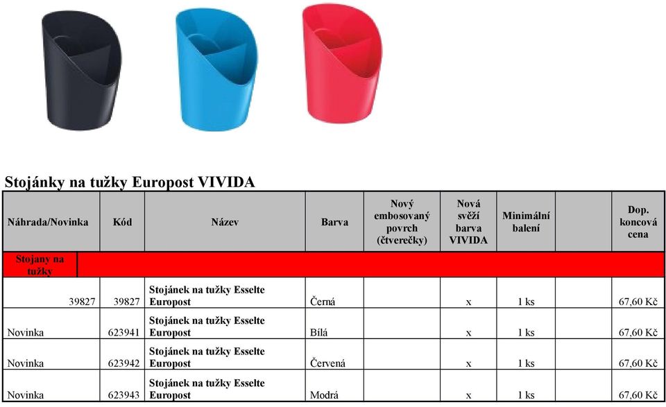 Europost Černá x 1 ks 67,60 Europost Bílá x 1 ks 67,60