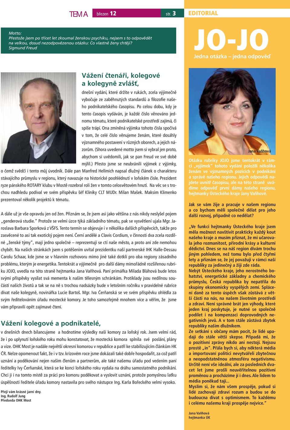 podnikatelského časopisu. Po celou dobu, kdy je tento časopis vydáván, je každé číslo věnováno jednomu tématu, které podnikatelské prostředí zajímá, či spíše trápí.