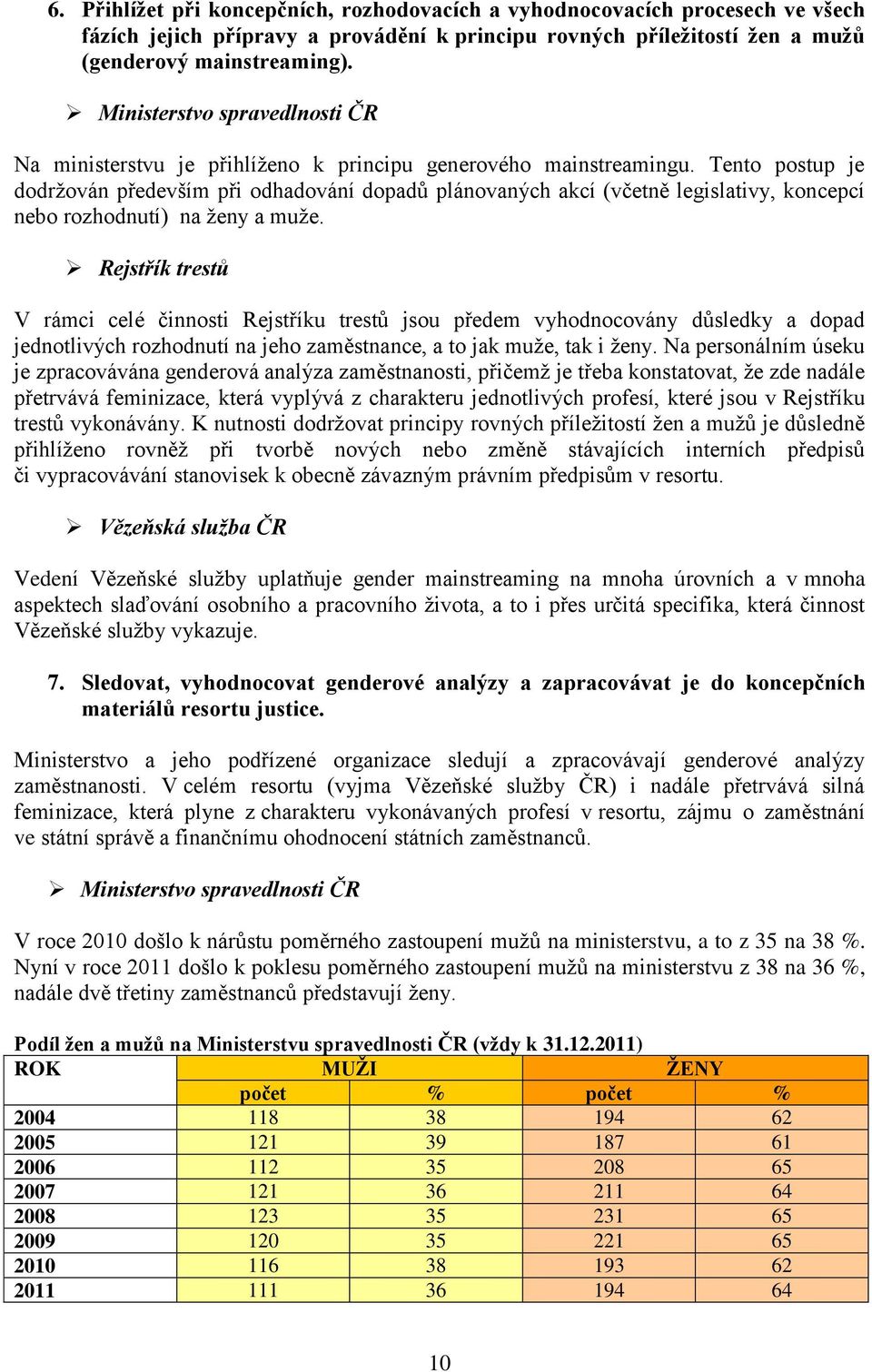 Tento postup je dodržován především při odhadování dopadů plánovaných akcí (včetně legislativy, koncepcí nebo rozhodnutí) na ženy a muže.