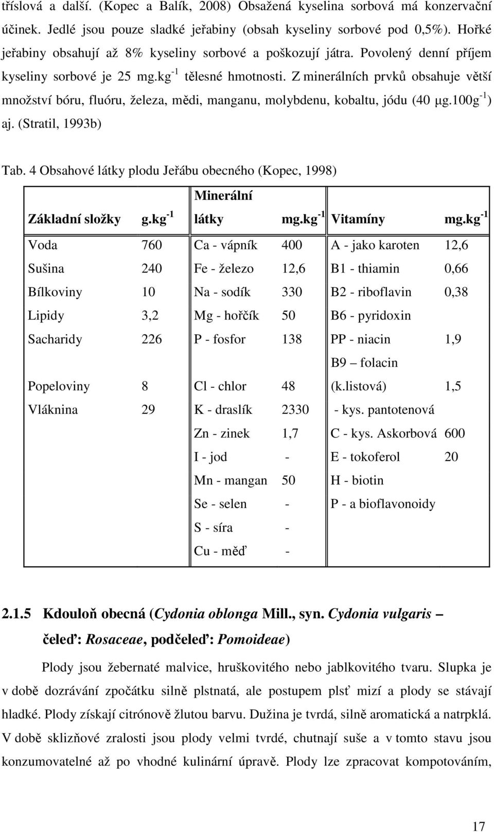 Z minerálních prvků obsahuje větší množství bóru, fluóru, železa, mědi, manganu, molybdenu, kobaltu, jódu (40 µg.100g -1 ) aj. (Stratil, 1993b) Tab.