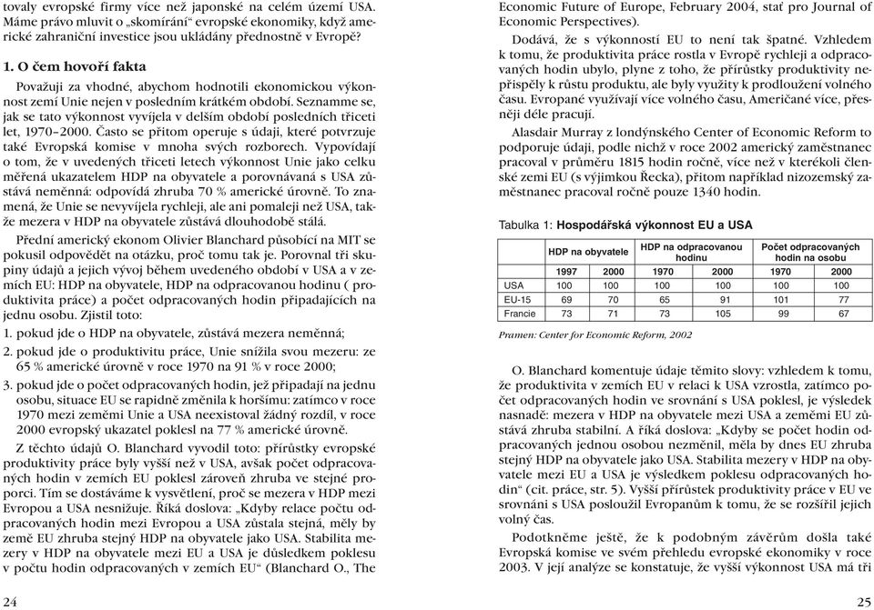 Seznamme se, jak se tato výkonnost vyvíjela v delším období posledních třiceti let, 1970 2000. Často se přitom operuje s údaji, které potvrzuje také Evropská komise v mnoha svých rozborech.