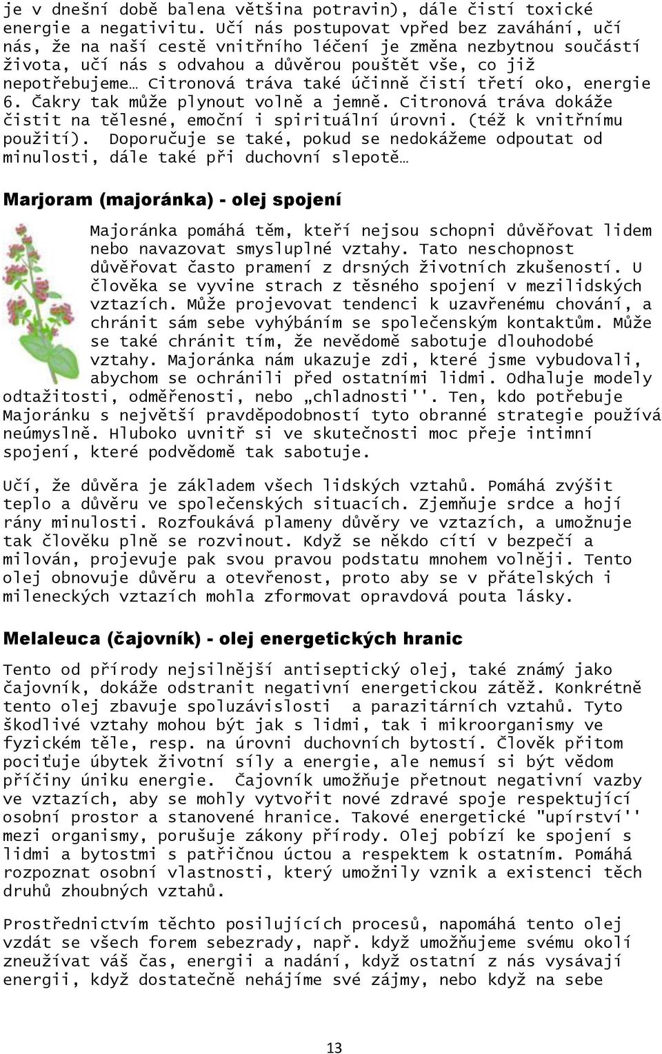 také účinně čistí třetí oko, energie 6. Čakry tak může plynout volně a jemně. Citronová tráva dokáže čistit na tělesné, emoční i spirituální úrovni. (též k vnitřnímu použití).