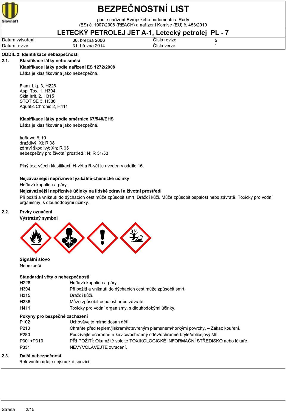 43/200 Klasifikace látky podle směrnice 67/48/EHS Látka je klasifikována jako nebezpečná.
