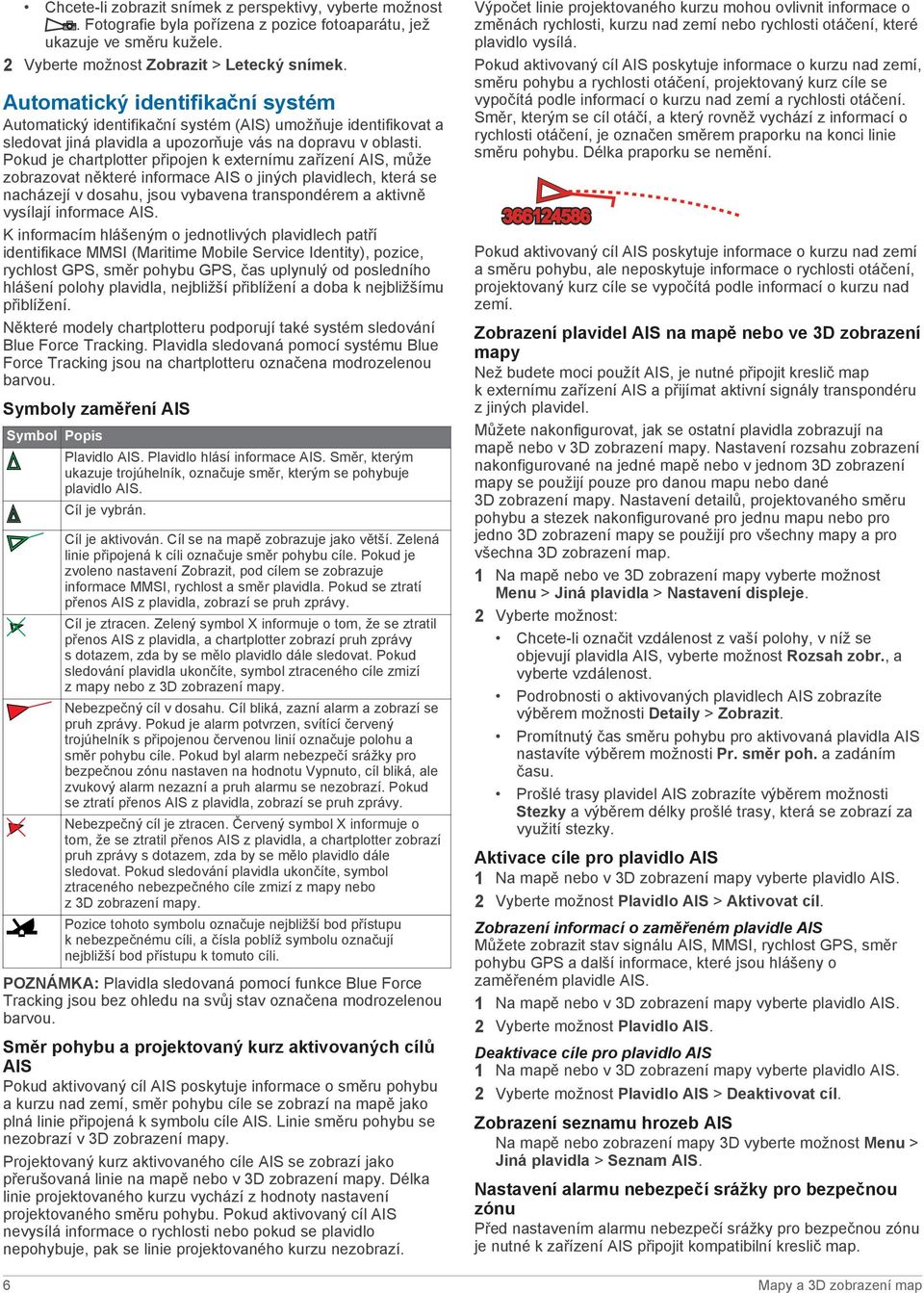 Pokud je chartplotter připojen k externímu zařízení AIS, může zobrazovat některé informace AIS o jiných plavidlech, která se nacházejí v dosahu, jsou vybavena transpondérem a aktivně vysílají