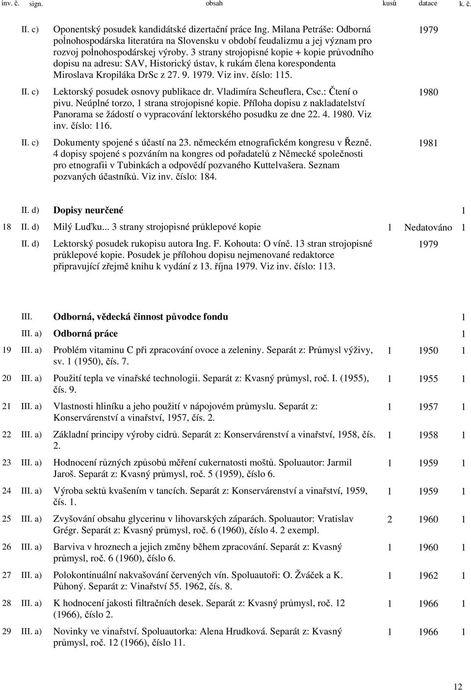 3 strany strojopisné kopie + kopie průvodního dopisu na adresu: SAV, Historický ústav, k rukám člena korespondenta Miroslava Kropiláka DrSc z 27. 9. 1979. Viz inv. číslo: 115.