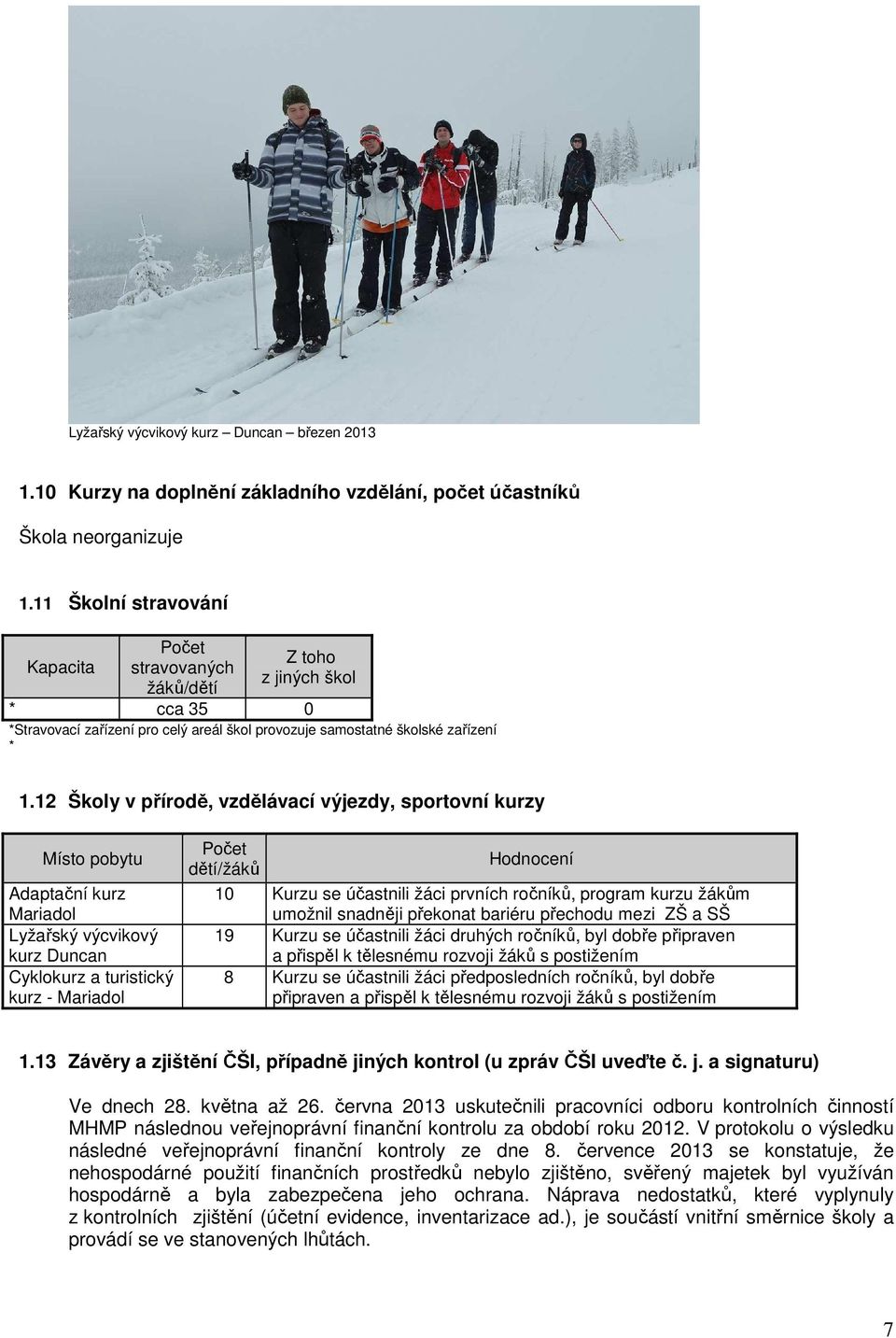 Školy v přírodě, vzdělávací výjezdy, sportovní kurzy Místo pobytu Adaptační kurz Mariadol Lyžařský výcvikový kurz Duncan Cyklokurz a turistický kurz - Mariadol Počet dětí/žáků Hodnocení 0 Kurzu se