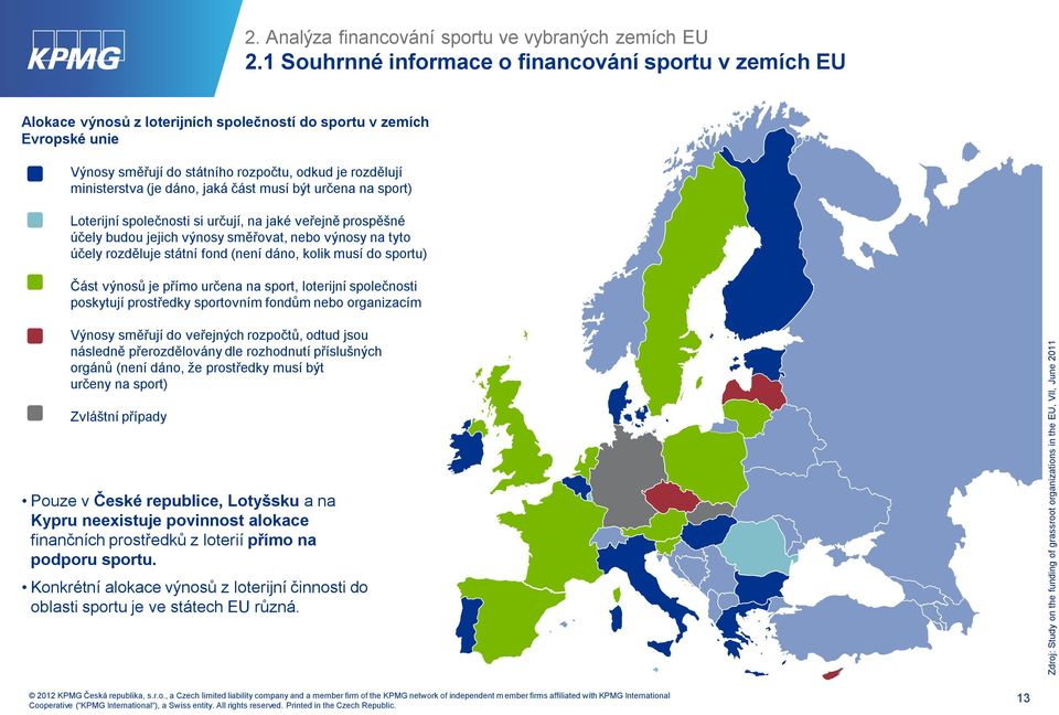 (je dáno, jaká část musí být určena na sport) Loterijní společnosti si určují, na jaké veřejně prospěšné účely budou jejich výnosy směřovat, nebo výnosy na tyto účely rozděluje státní fond (není