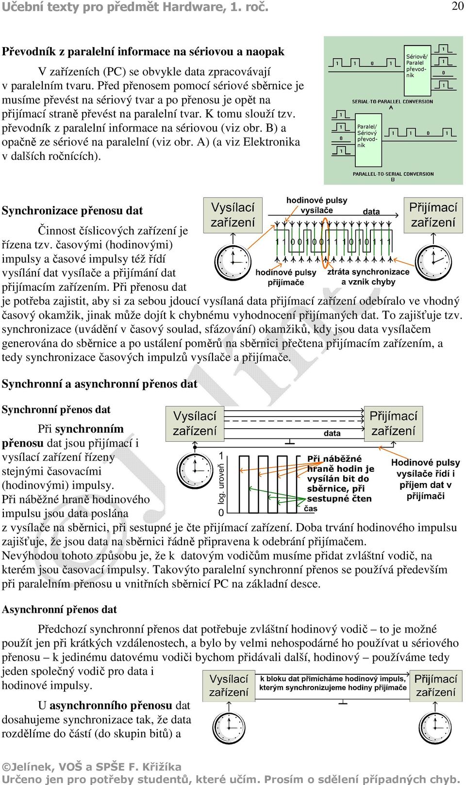 převodník z paralelní informace na sériovou (viz obr. B) a opačně ze sériové na paralelní (viz obr. A) (a viz Elektronika v dalších ročnících).