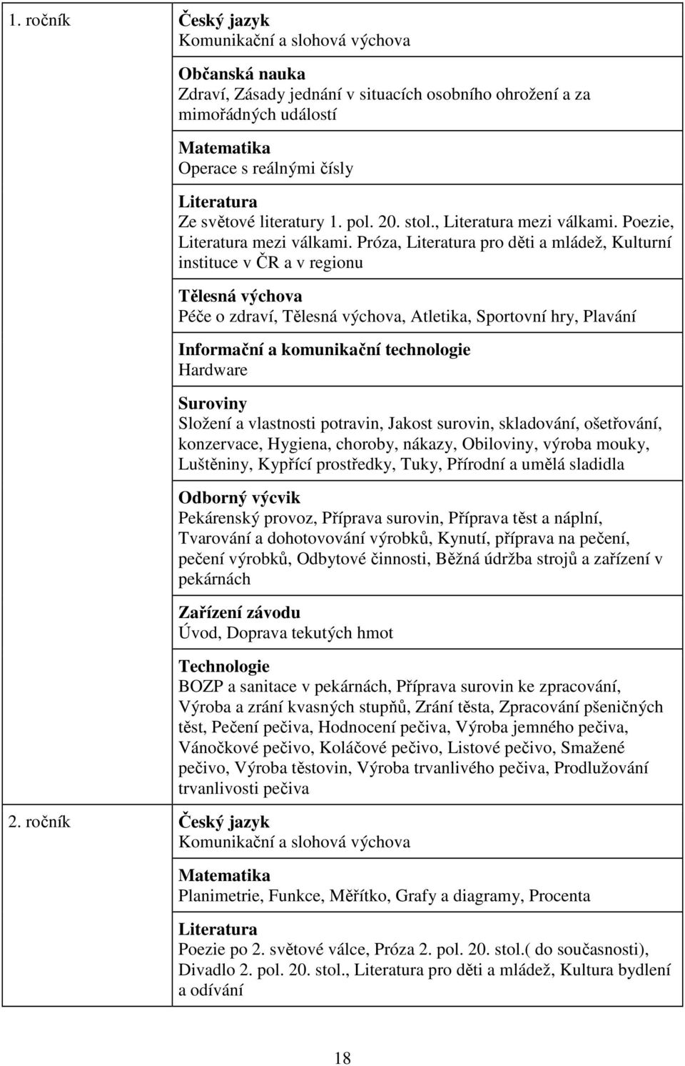 Próza, Literatura pro děti a mládež, Kulturní instituce v ČR a v regionu Tělesná výchova Péče o zdraví, Tělesná výchova, Atletika, Sportovní hry, Plavání Informační a komunikační technologie Hardware