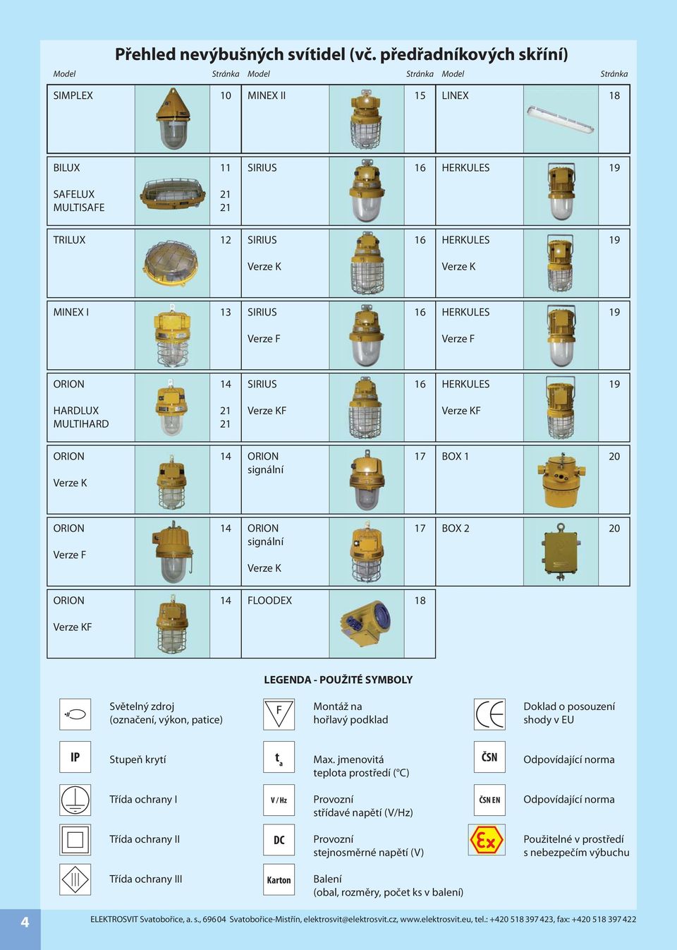 K MINEX I 13 SIRIUS 16 HERKULES 19 Verze F Verze F ORION 14 SIRIUS 16 HERKULES 19 HARDLUX 21 Verze KF Verze KF MULTIHARD 21 ORION 14 ORION 17 BOX 1 20 signální Verze K ORION 14 ORION 17 BOX 2 20