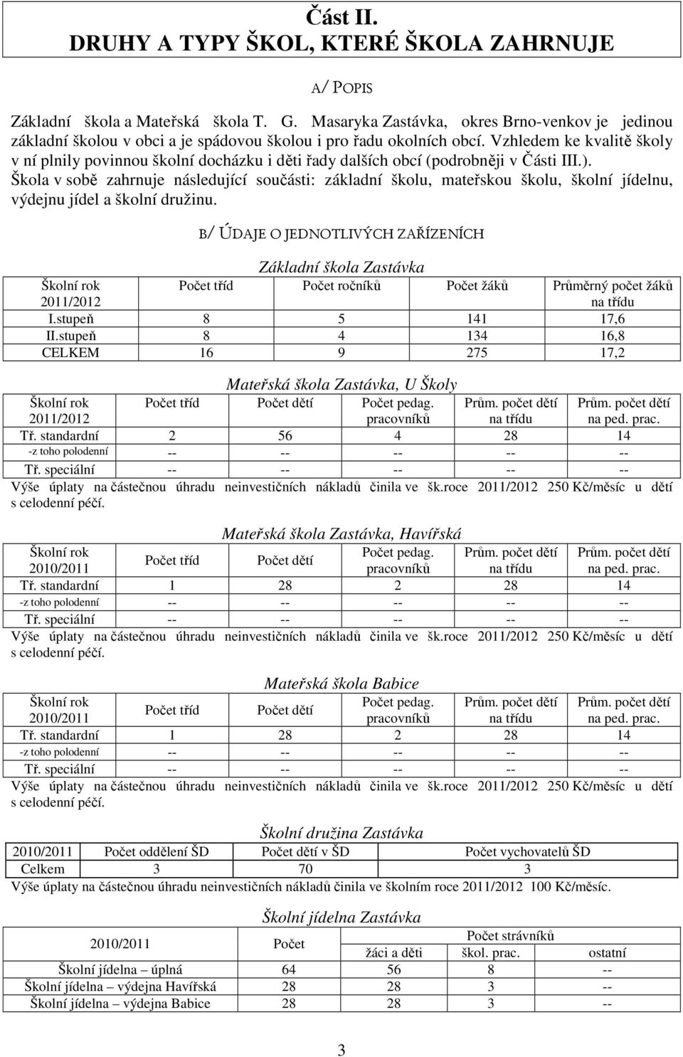 Vzhledem ke kvalitě školy v ní plnily povinnou školní docházku i děti řady dalších obcí (podrobněji v Části III.).