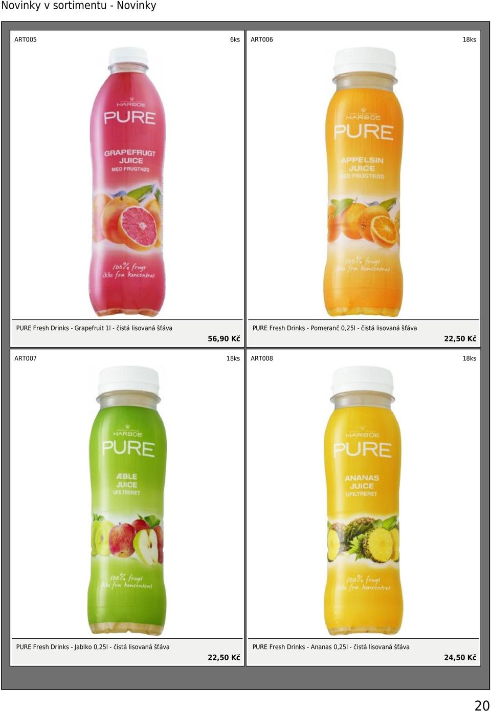 ART007 18ks ART008 18ks PURE Fresh Drinks - Jablko 0,25l - čistá lisovaná