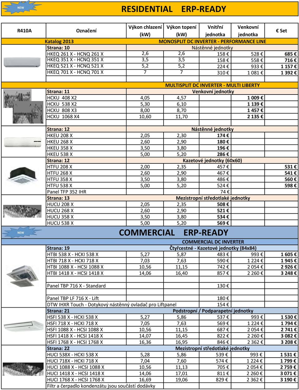 DC INVERTER - MULTI LIBERTY Strana: 11 HCKU 408 X2 4,05 4,57 Venkovní jednotky 1 009 HCKU 538 X2 5,30 6,10 1 139 HCKU 808 X3 8,00 8,70 1 457 HCKU 1068 X4 10,60 11,70 2 135 NEW Strana: 12 Nástěnné