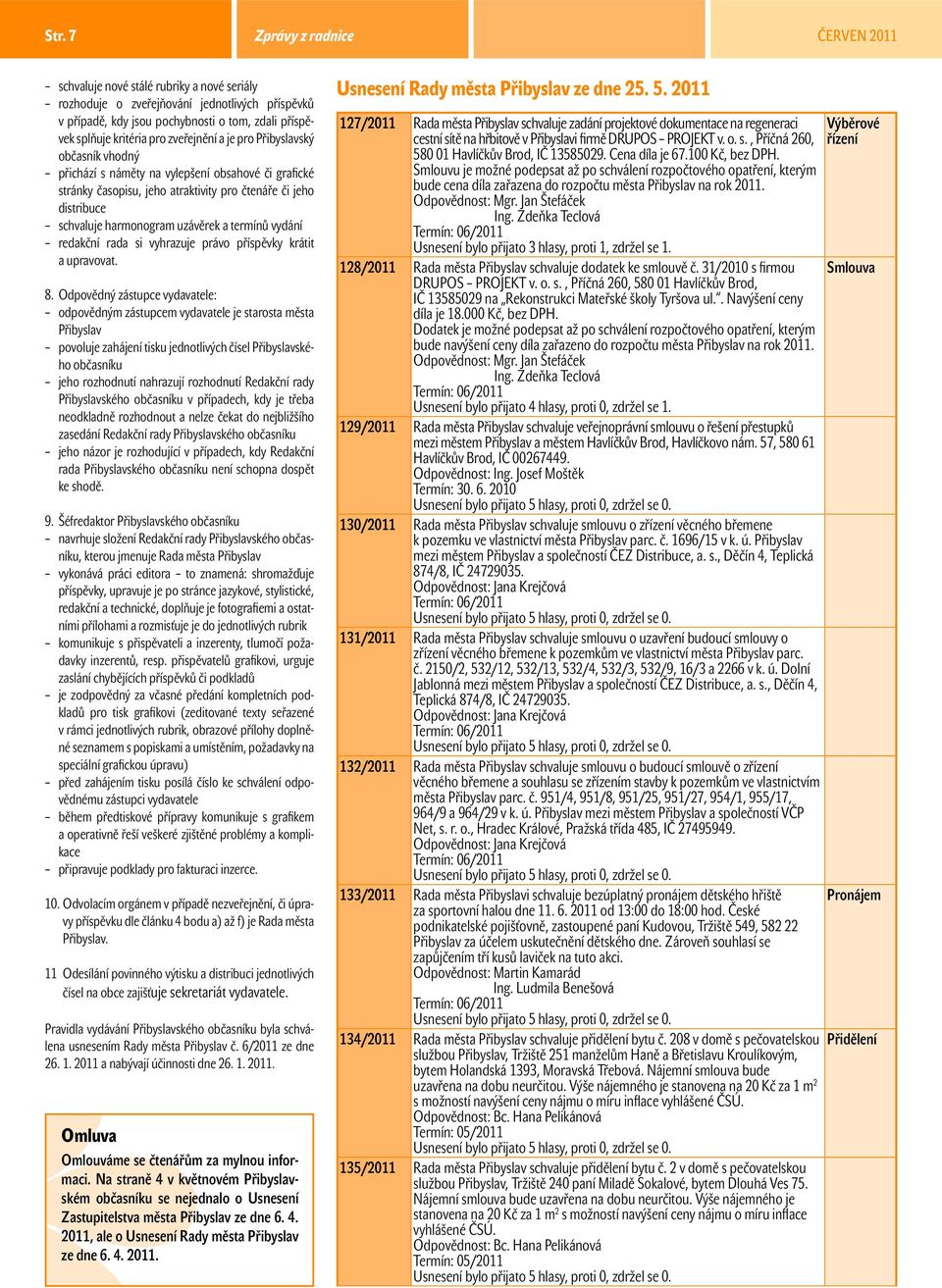 termínů vydání redakční rada si vyhrazuje právo příspěvky krátit a upravovat. 8.