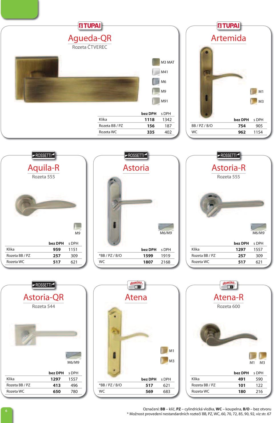 Astoria-QR Rozeta 544 Atena Atena-R Rozeta 600 M1 M6/ M1 Klika 1297 1557 Rozeta BB / PZ 413 496 Rozeta WC 650 780 *BB / PZ / B/O 517 621 WC 569 683 Klika 491 590 Rozeta BB / PZ