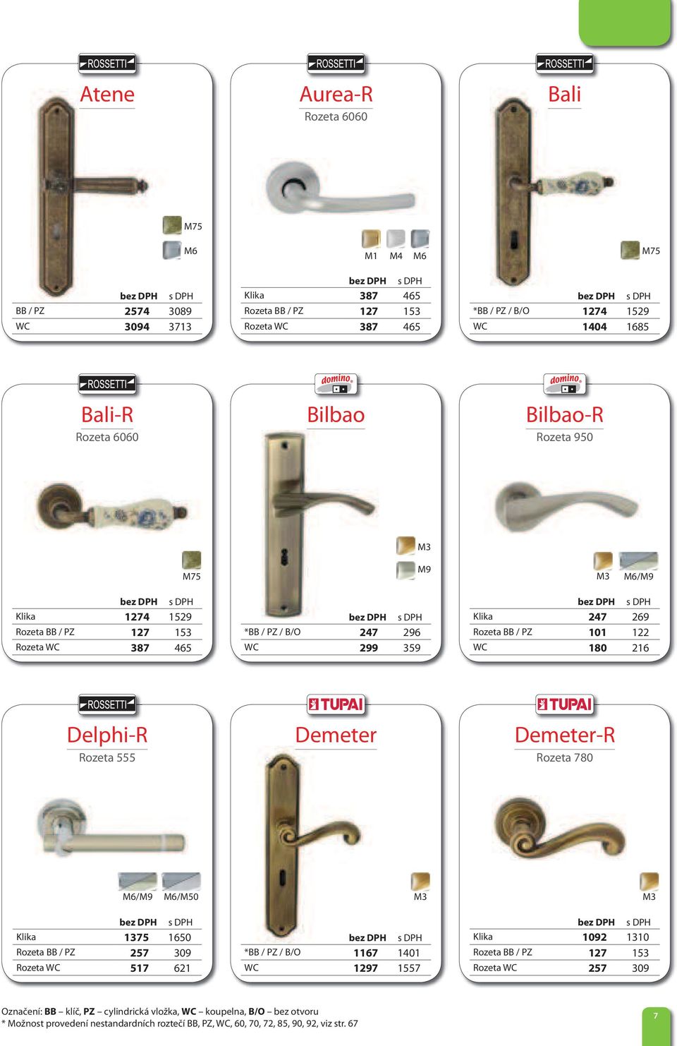 Delphi-R Rozeta 555 Demeter Demeter-R Rozeta 780 M6/ M6/M50 Klika 1375 1650 Rozeta BB / PZ 257 309 Rozeta WC 517 621 *BB / PZ / B/O 1167 1401 WC 1297 1557 Klika 1092 1310 Rozeta BB / PZ