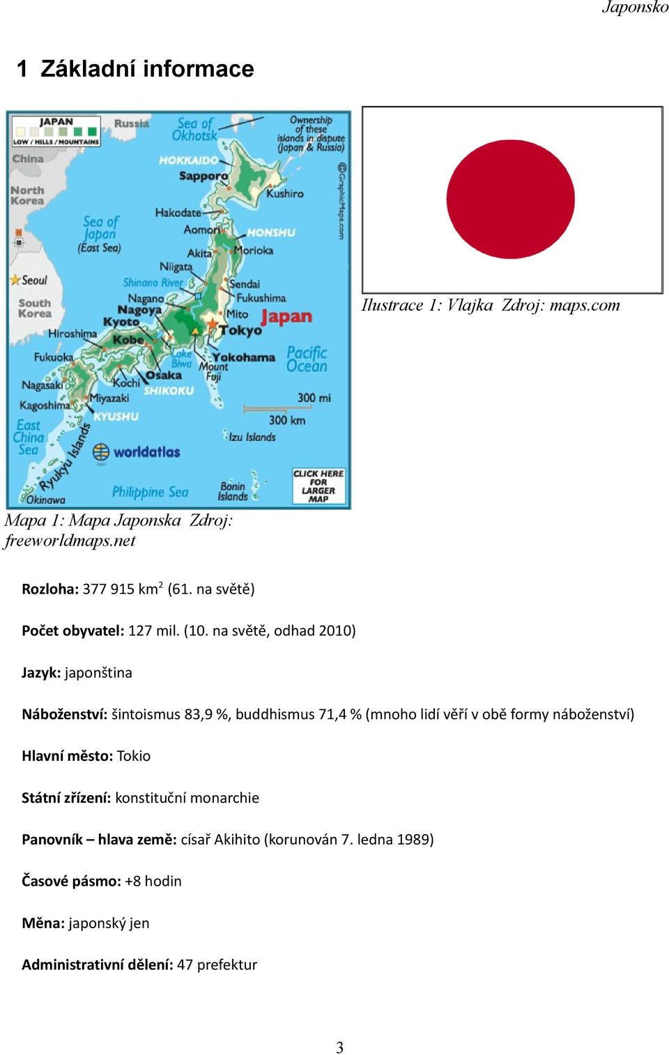 na světě, odhad 2010) Jazyk: japonština Náboženství: šintoismus 83,9 %, buddhismus 71,4 % (mnoho lidí věří v obě formy