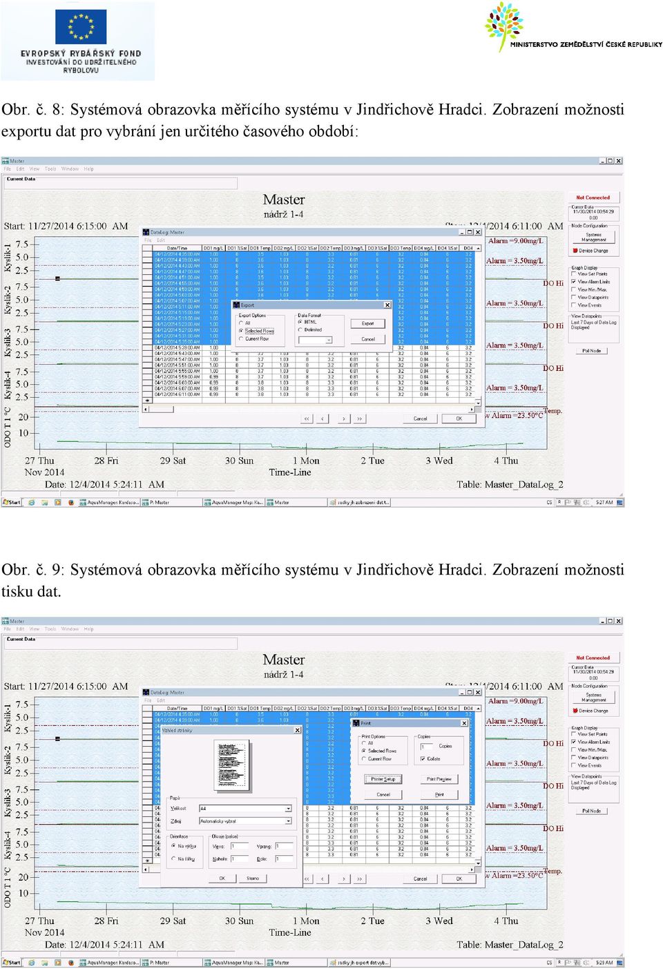 Zobrazení možnosti exportu dat pro vybrání jen určitého