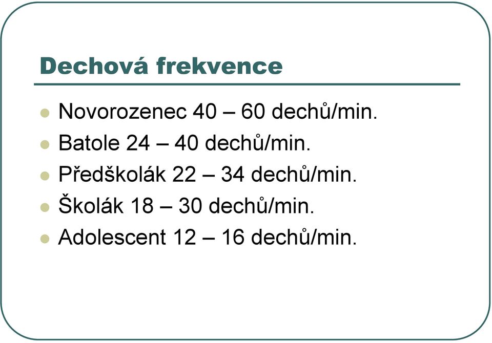 Předškolák 22 34 dechů/min.