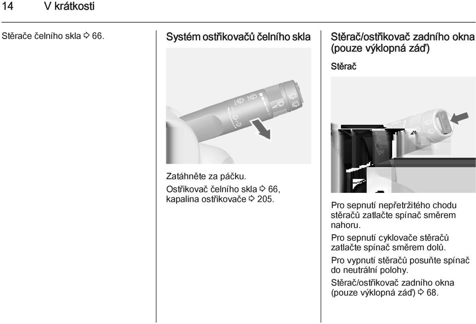 Ostřikovač čelního skla 3 66, kapalina ostřikovače 3 205.