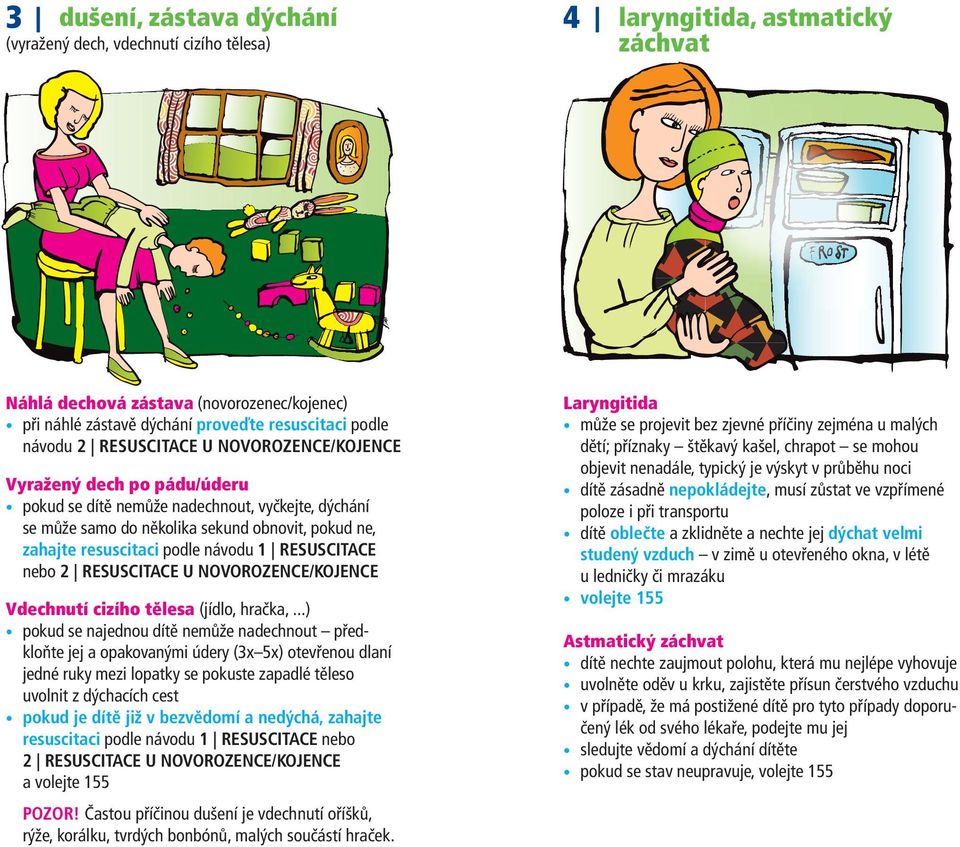 návodu 1 RESUSCITACE nebo 2 RESUSCITACE U NOVOROZENCE/KOJENCE Vdechnutí cizího tělesa (jídlo, hračka,.