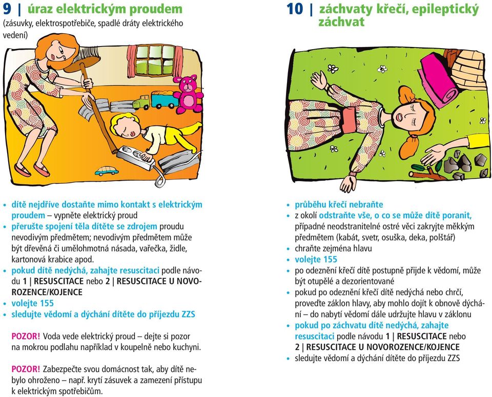 pokud dítě nedýchá, zahajte resuscitaci podle návodu 1 RESUSCITACE nebo 2 RESUSCITACE U NOVO- ROZENCE/KOJENCE POZOR!