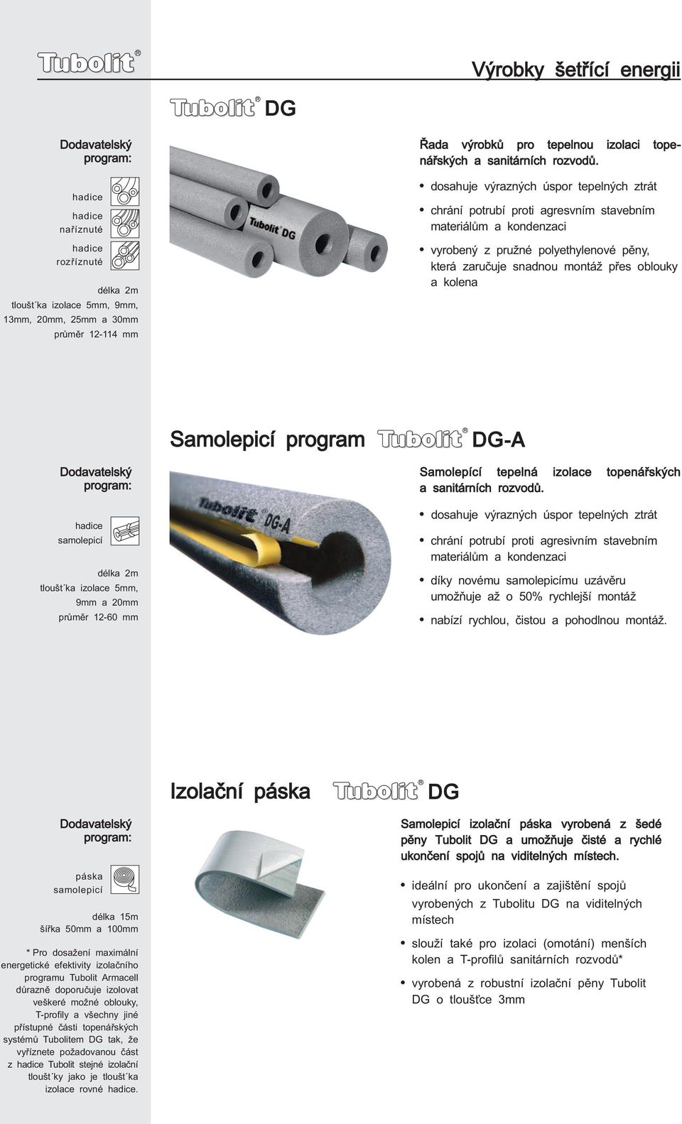 samolepicí tlou t ka izolace 5mm, 9mm a 20mm pr mπr 12-60 mm Samolepící tepelná izolace topená sk ch a sanitárních rozvod.