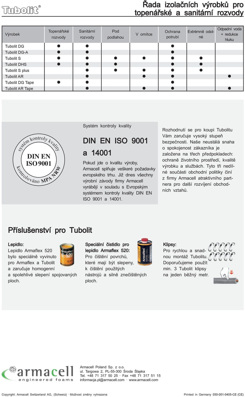 Pokud jde o kvalitu v roby, Armacell splµuje ve keré poωadavky evropského trhu.