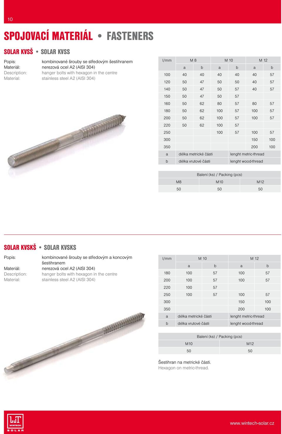 57 220 50 62 100 57 250 100 57 100 57 300 150 100 350 200 100 a délka metrické části lenght metric-thread b délka vrutové části lenght wood-thread M8 M10 M12 50 50 50 SOLAR KVSKŠ SOLAR KVSKS