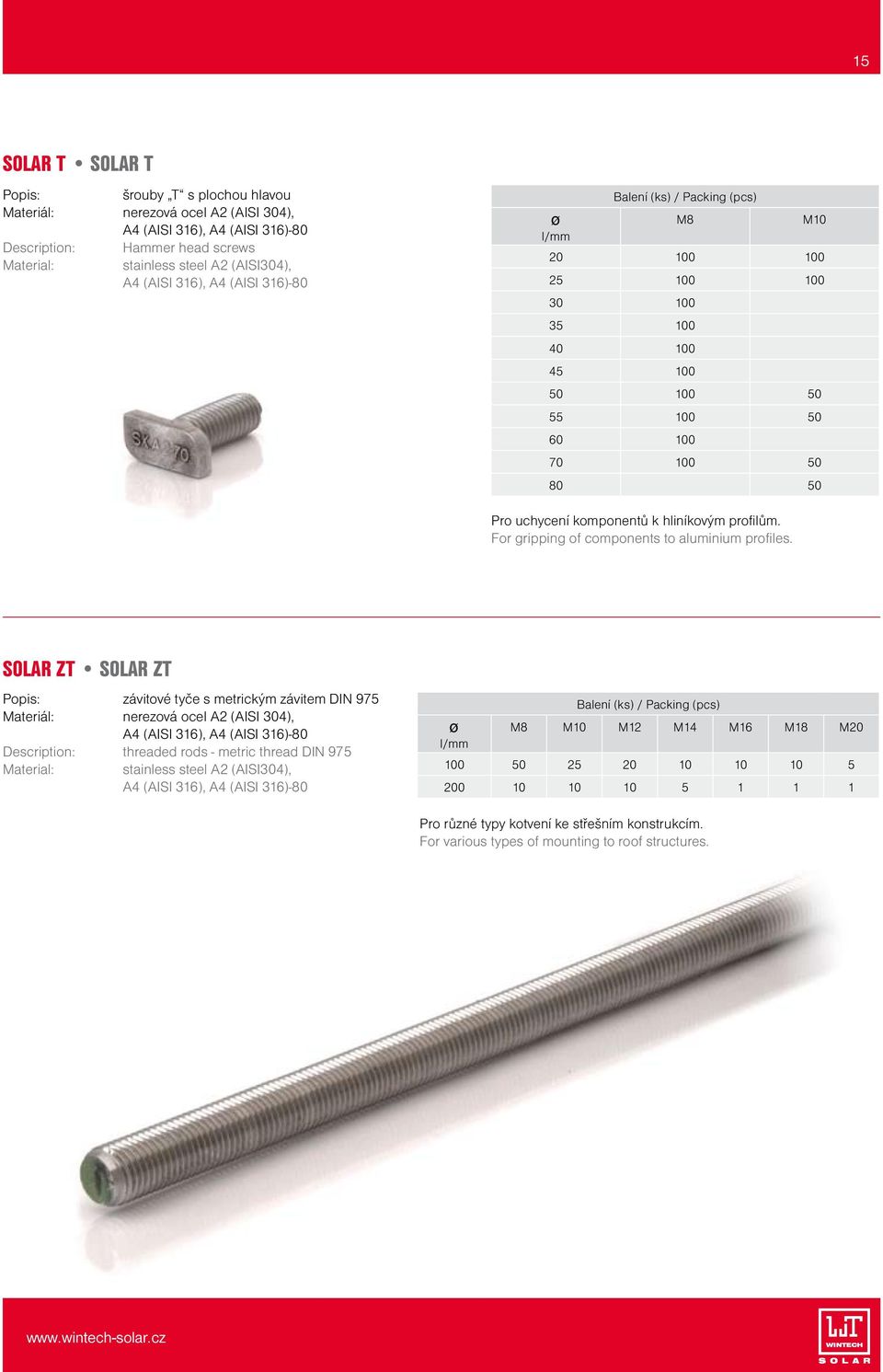 For gripping of components to aluminium profiles.