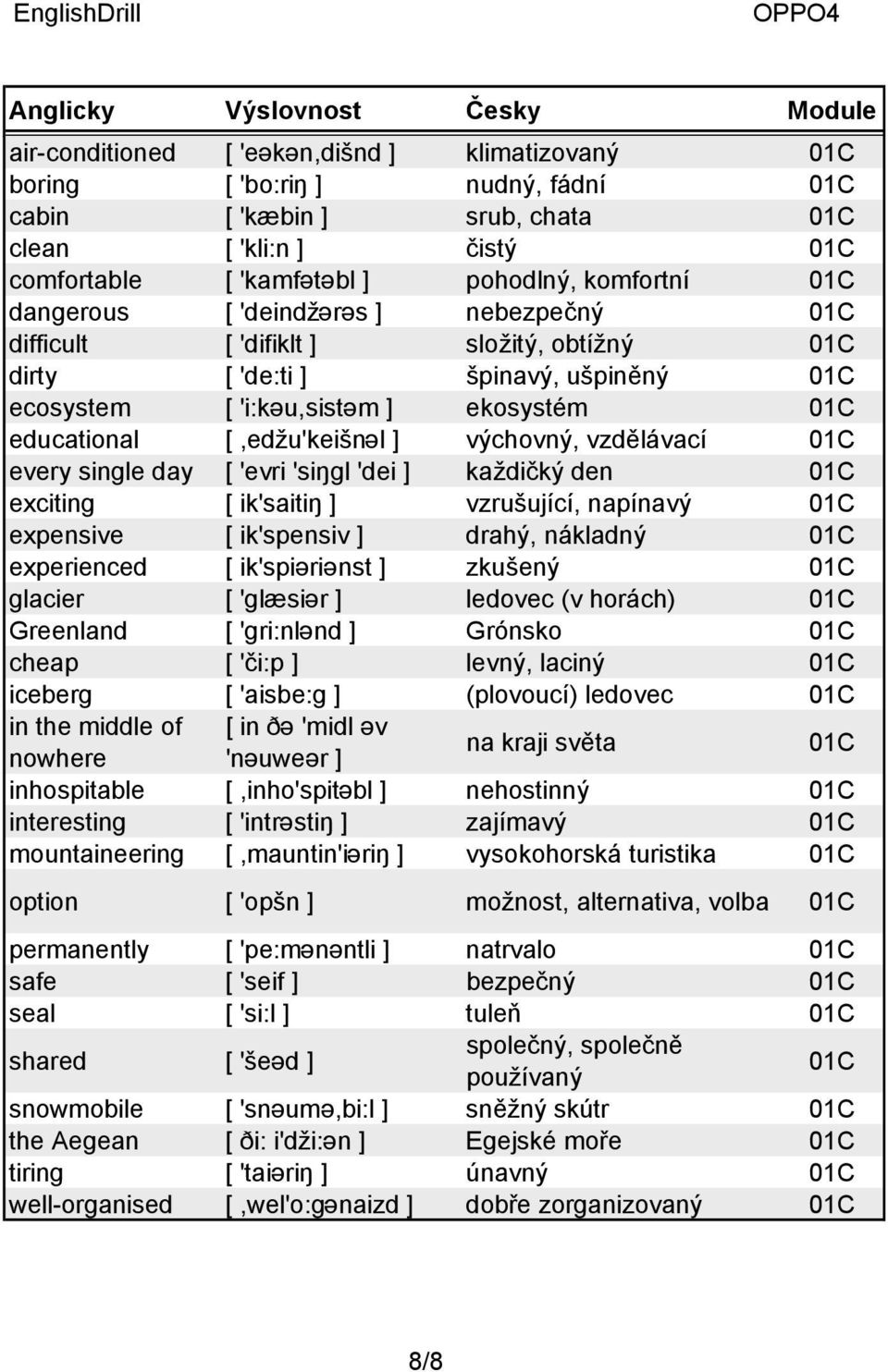 výchovný, vzdělávací 01C every single day [ 'evri 'siŋgl 'dei ] každičký den 01C exciting [ ik'saitiŋ ] vzrušující, napínavý 01C expensive [ ik'spensiv ] drahý, nákladný 01C experienced [