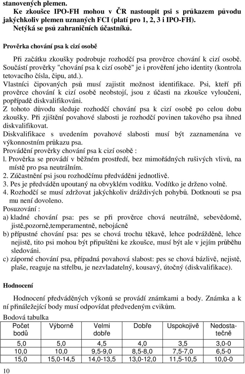 Součástí prověrky "chování psa k cizí osobě" je i prověření jeho identity (kontrola tetovacího čísla, čipu, atd.). Vlastníci čipovaných psů musí zajistit možnost identifikace.