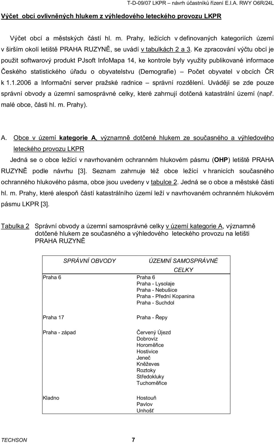 obcích ČR k 1.1.2006 a Informační server pražské radnice správní rozdělení. Uvádějí se zde pouze správní obvody a územní samosprávné celky, které zahrnují dotčená katastrální území (např.