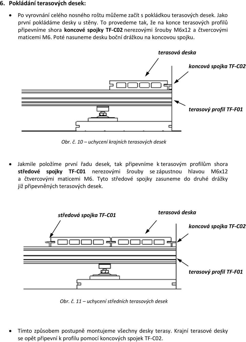 terasová deska koncová spojka TF-C02 terasový profil TF-F01 Obr. č.