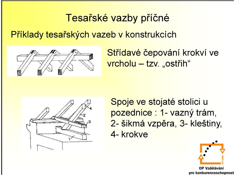 ostřih Spoje ve stojaté stolici u pozednice :