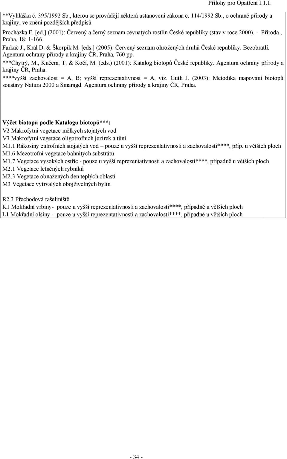 ] (2005): Červený seznam ohroţených druhů České republiky. Bezobratlí. Agentura ochrany přírody a krajiny ČR, Praha, 760 pp. ***Chytrý, M., Kučera, T. & Kočí, M. (eds.