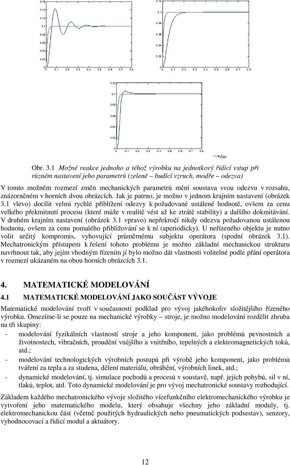 soustava svou odezvu v rozsahu, znázorněném v horních dvou obrázcích. Jak je patrno, je možno v jednom krajním nastavení (obrázek 3.