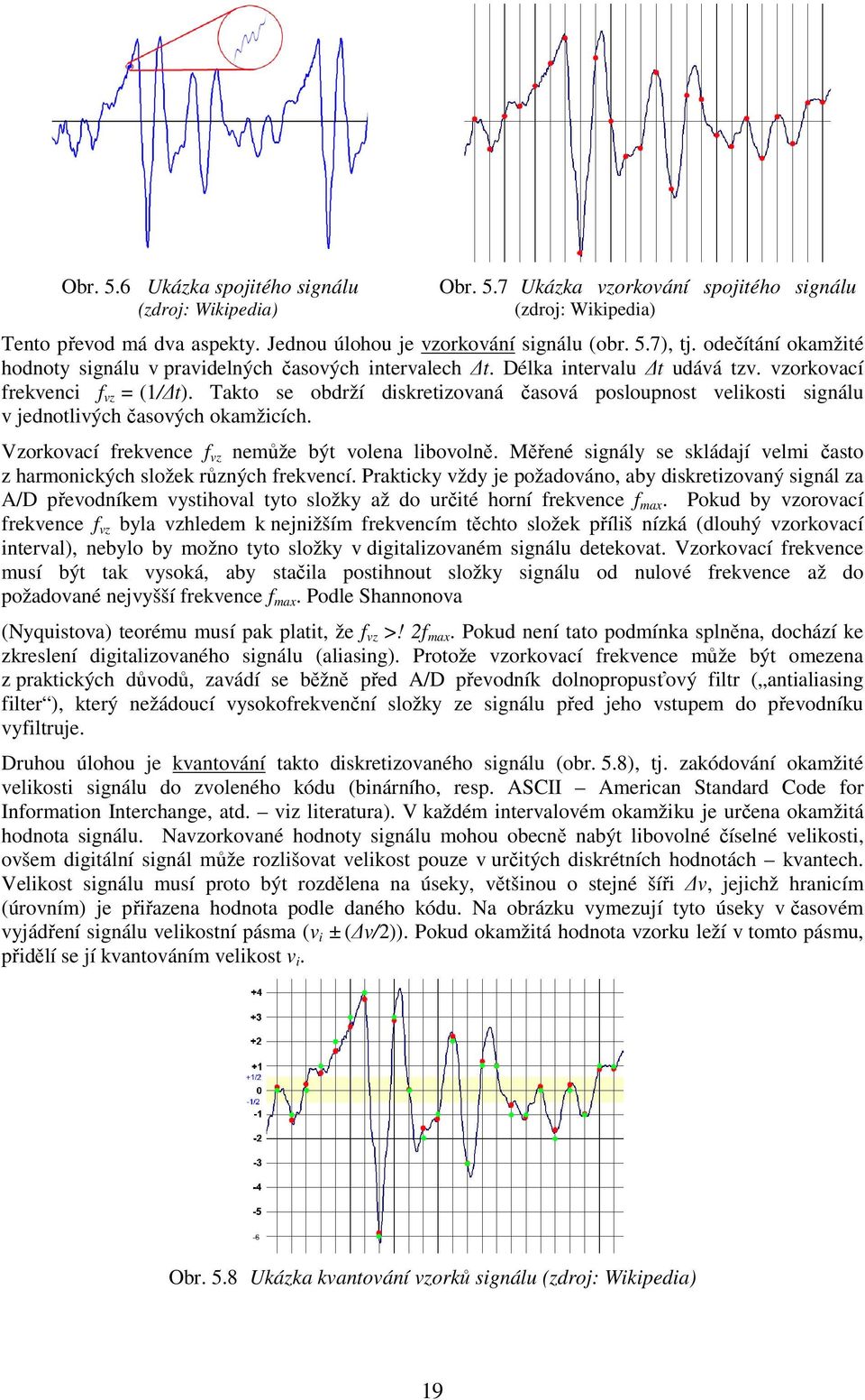 Takto se obdrží diskretizovaná časová posloupnost velikosti signálu v jednotlivých časových okamžicích. Vzorkovací frekvence f vz nemůže být volena libovolně.