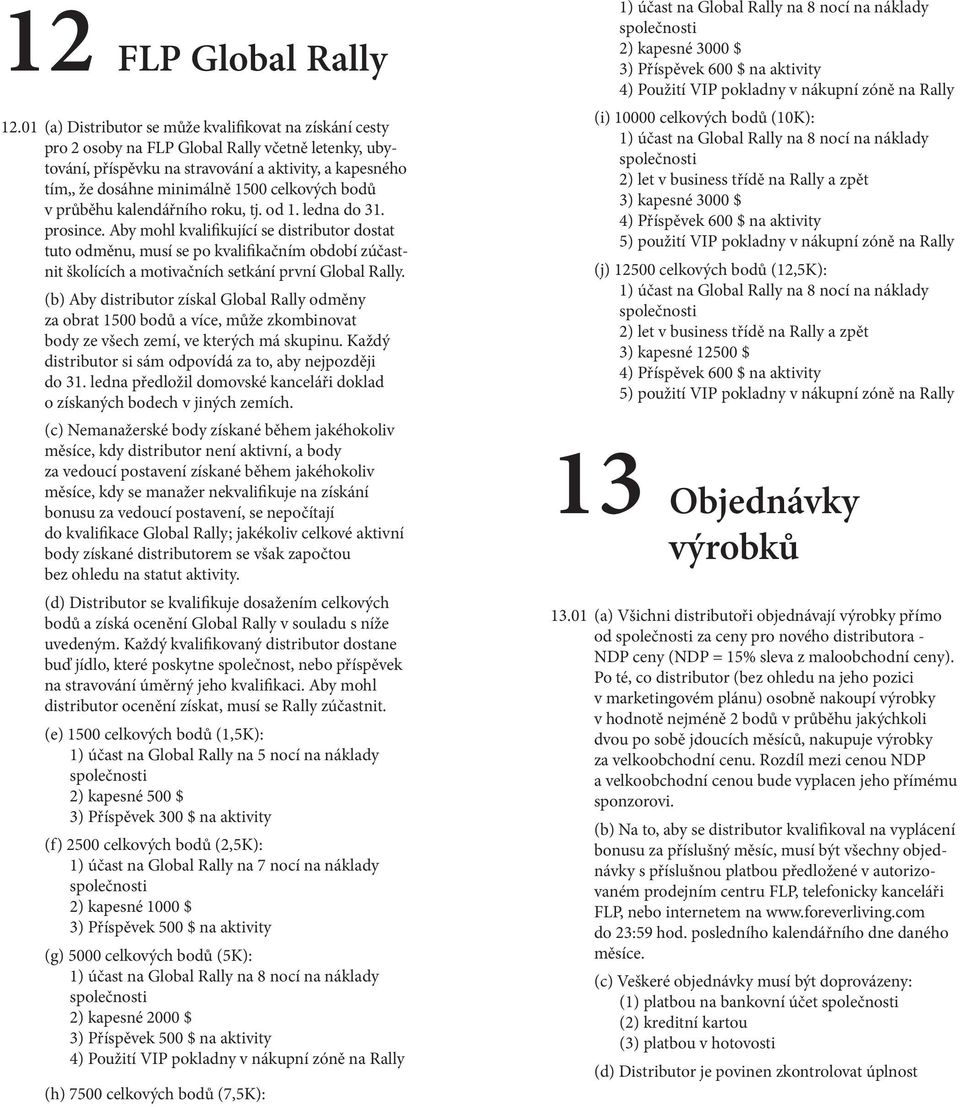 celkových bodů v průběhu kalendářního roku, tj. od 1. ledna do 31. prosince.