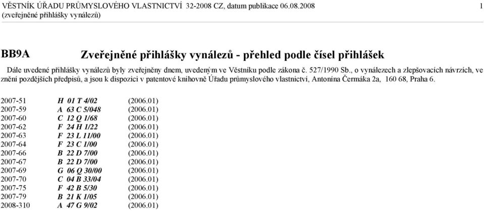 , o vynálezech a zlepšovacích návrzích, ve znění pozdějších předpisů, a jsou k dispozici v patentové knihovně Úřadu průmyslového vlastnictví, Antonína Čermáka