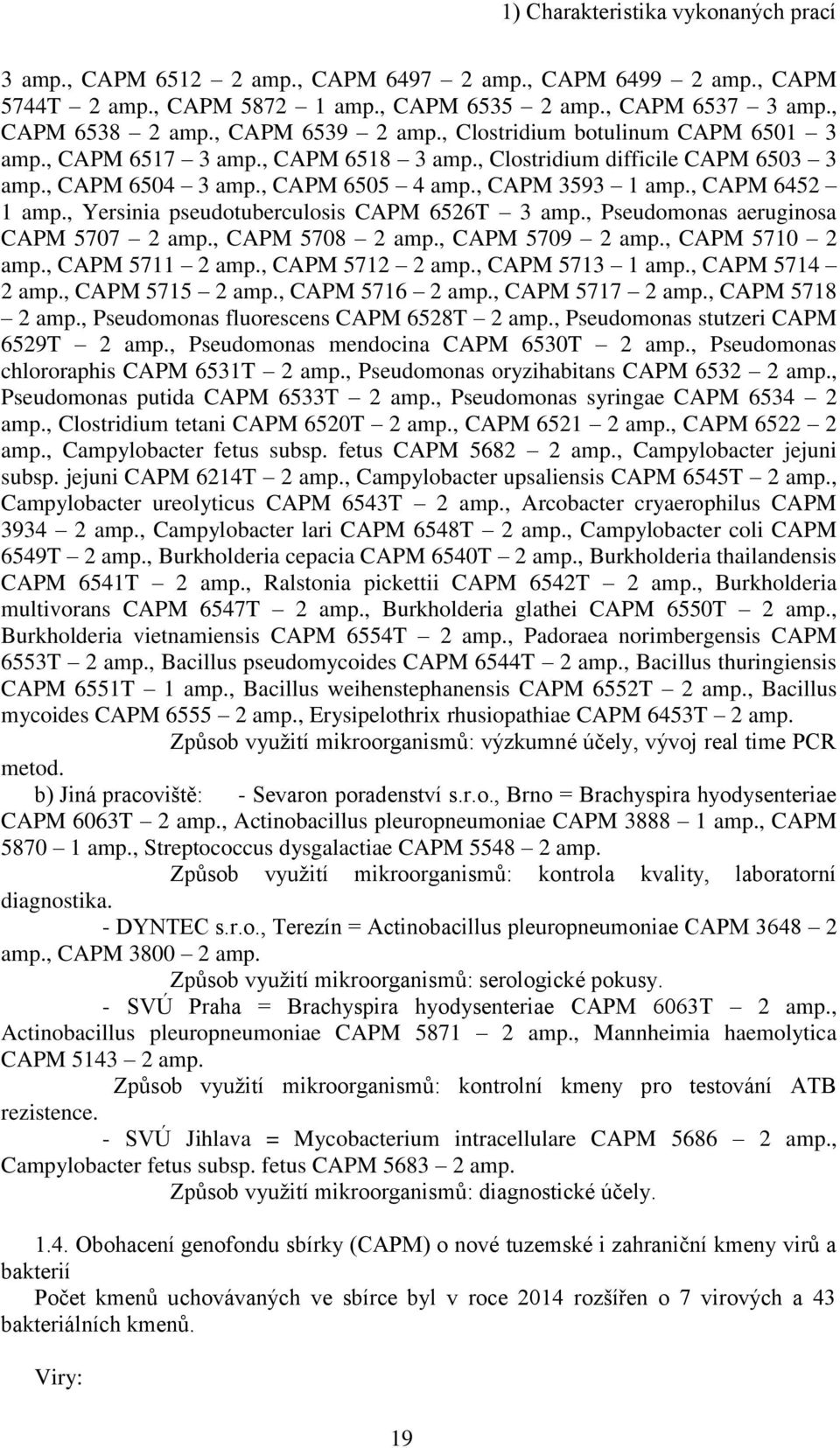 , CAPM 6452 1 amp., Yersinia pseudotuberculosis CAPM 6526T 3 amp., Pseudomonas aeruginosa CAPM 5707 2 amp., CAPM 5708 2 amp., CAPM 5709 2 amp., CAPM 5710 2 amp., CAPM 5711 2 amp., CAPM 5712 2 amp.