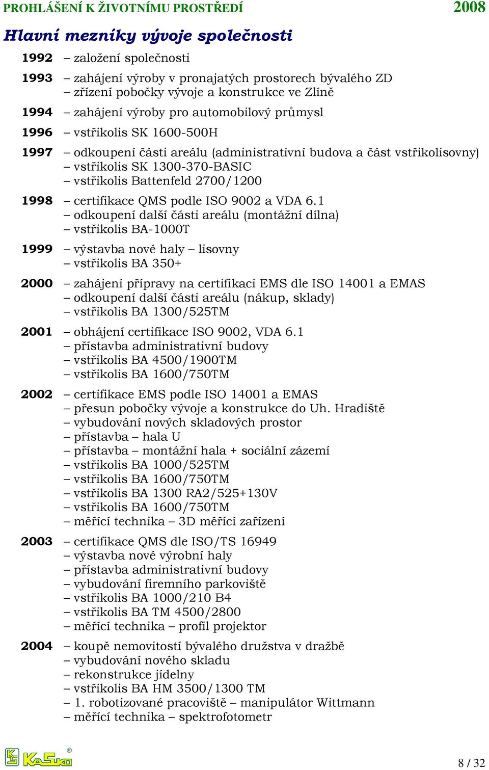 certifikace QMS podle ISO 9002 a VDA 6.