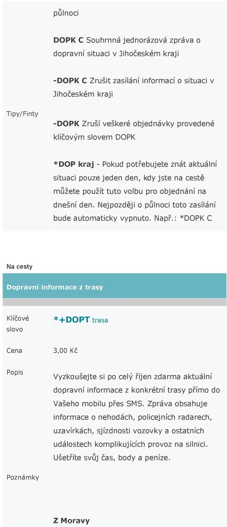 Nejpozději o půlnoci toto zasílání bude automaticky vypnuto. Např.