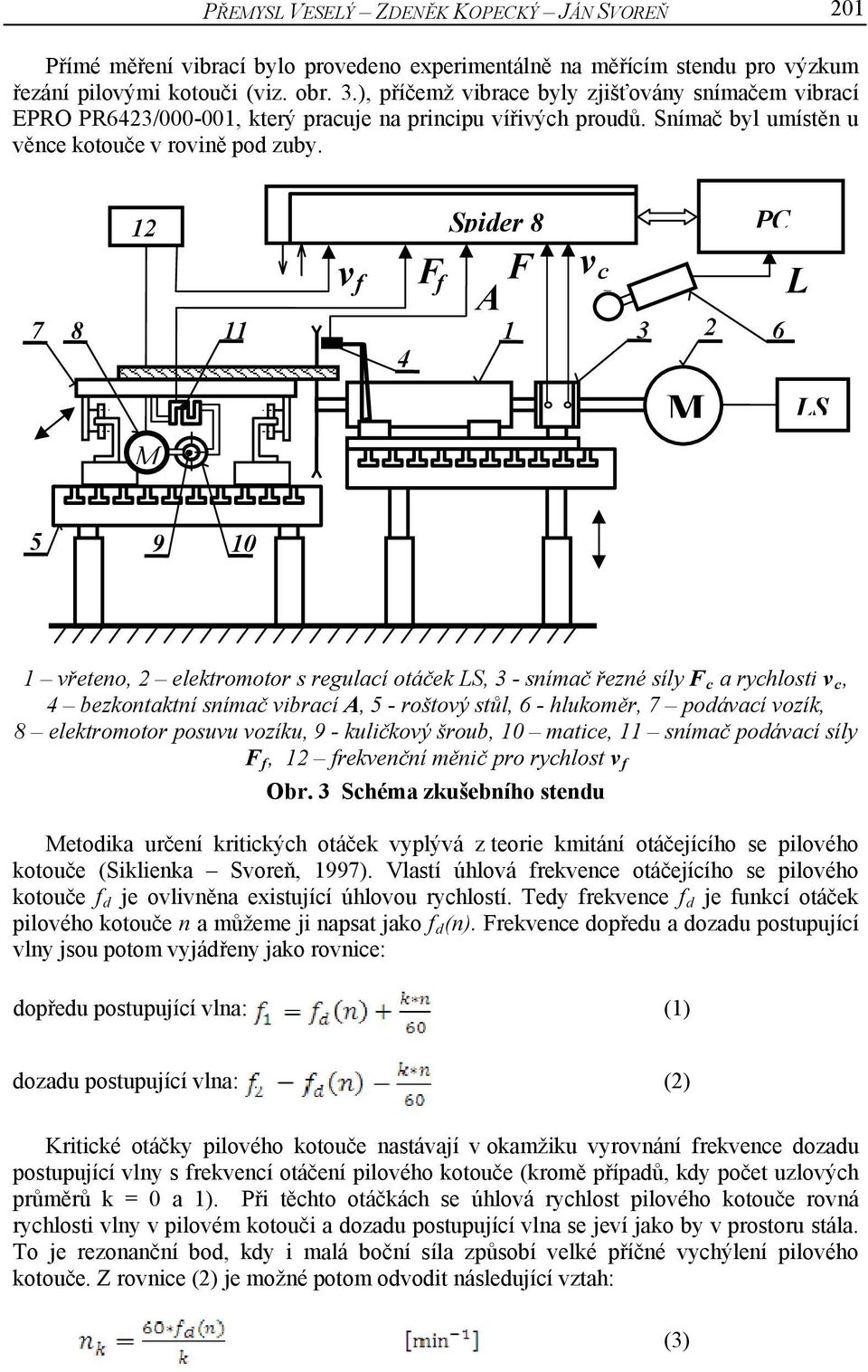 12 7 8 11 M v f 4 F Spider 8 f F c A F A v c 1 3 2 M PC L 6 LS 5 9 10 1 vřeteno, 2 elektromotor s regulací otáček LS, 3 - snímač řezné síly F c a rychlosti v c, 4 bezkontaktní snímač vibrací A, 5 -