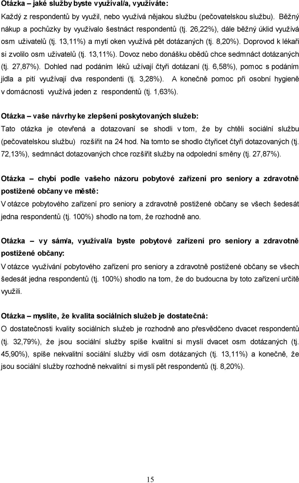 27,87%). Dohled nad podáním léků užívají čtyři dotázaní (tj. 6,58%), pomoc s podáním jídla a pití využívají dva respondenti (tj. 3,28%).