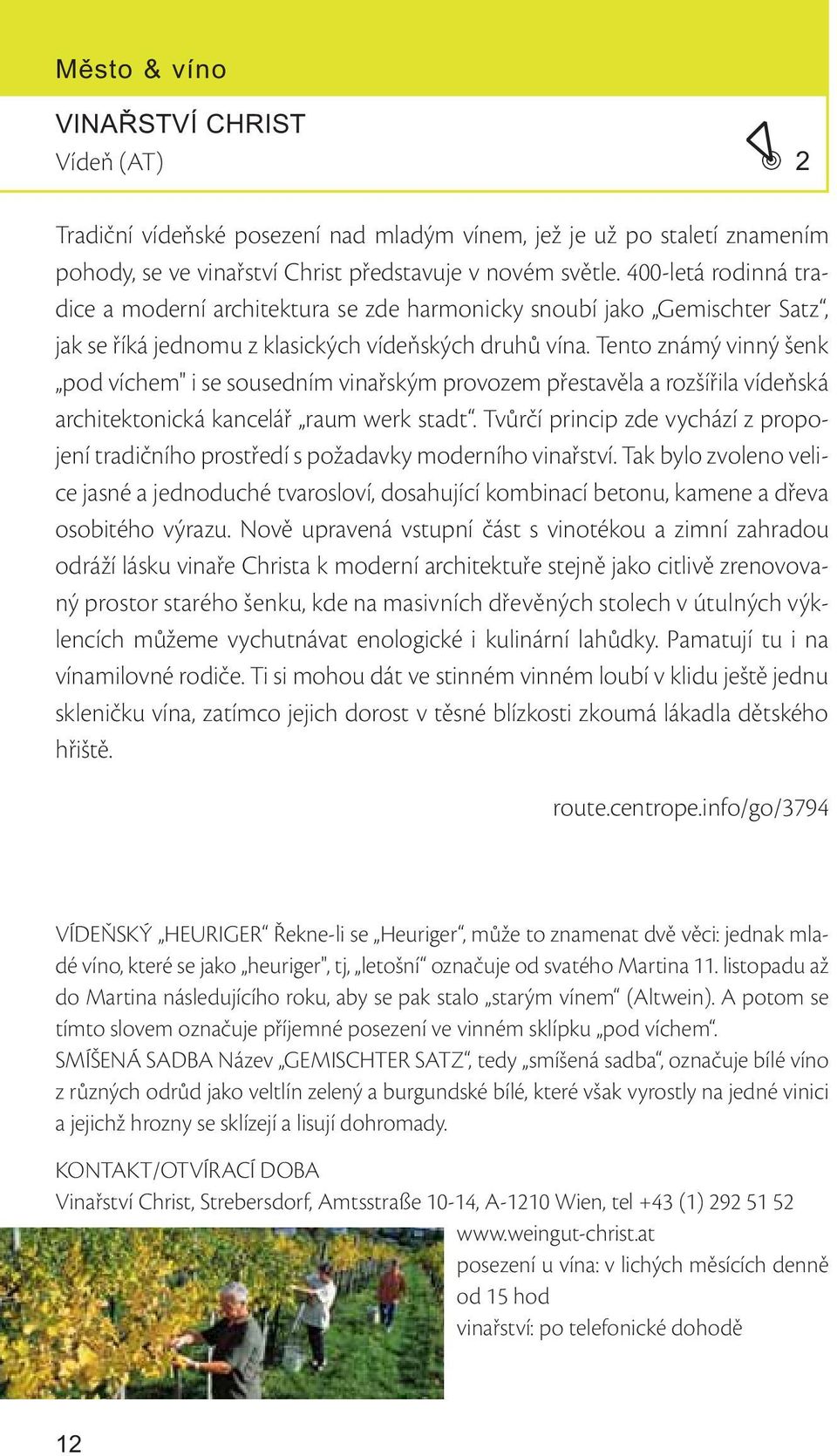 Tento známý vinný šenk pod víchem" i se sousedním vinařským provozem přestavěla a rozšířila vídeňská architektonická kancelář raum werk stadt.