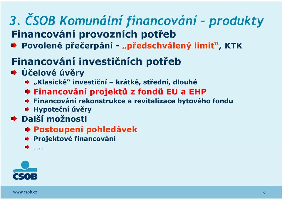 krátké, střední, dlouhé Financování projektů z fondů EU a EHP Financování rekonstrukce a