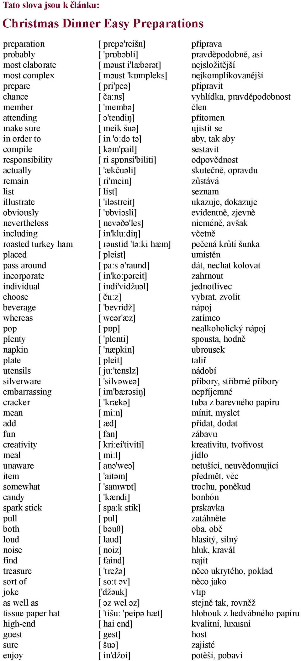 cracker mean add fun creativity meal unaware item somewhat candy spark stick pull both loud noise find treasure sort of joke as well as tissue paper hat high-end guest sure enjoy [ prepə'reišn] [